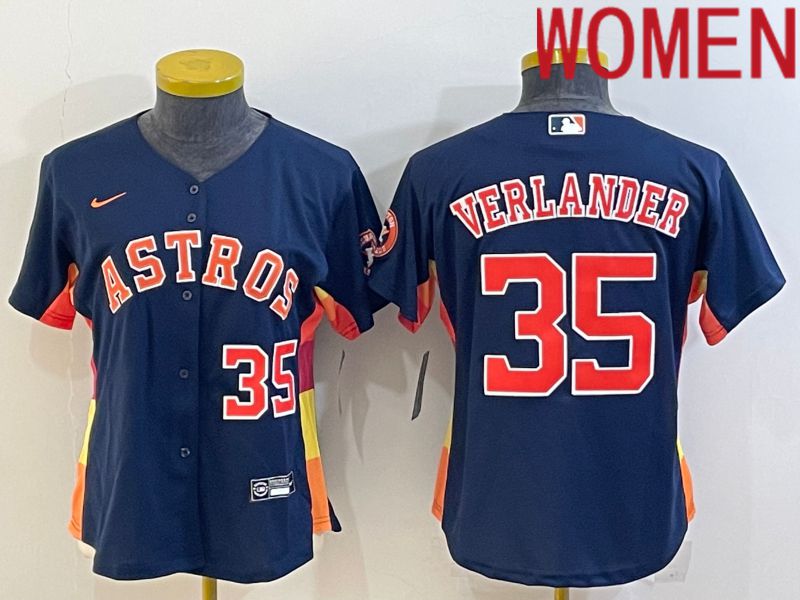 Women Houston Astros #35 Verlander Blue Game Nike 2022 MLB Jerseys->women mlb jersey->Women Jersey